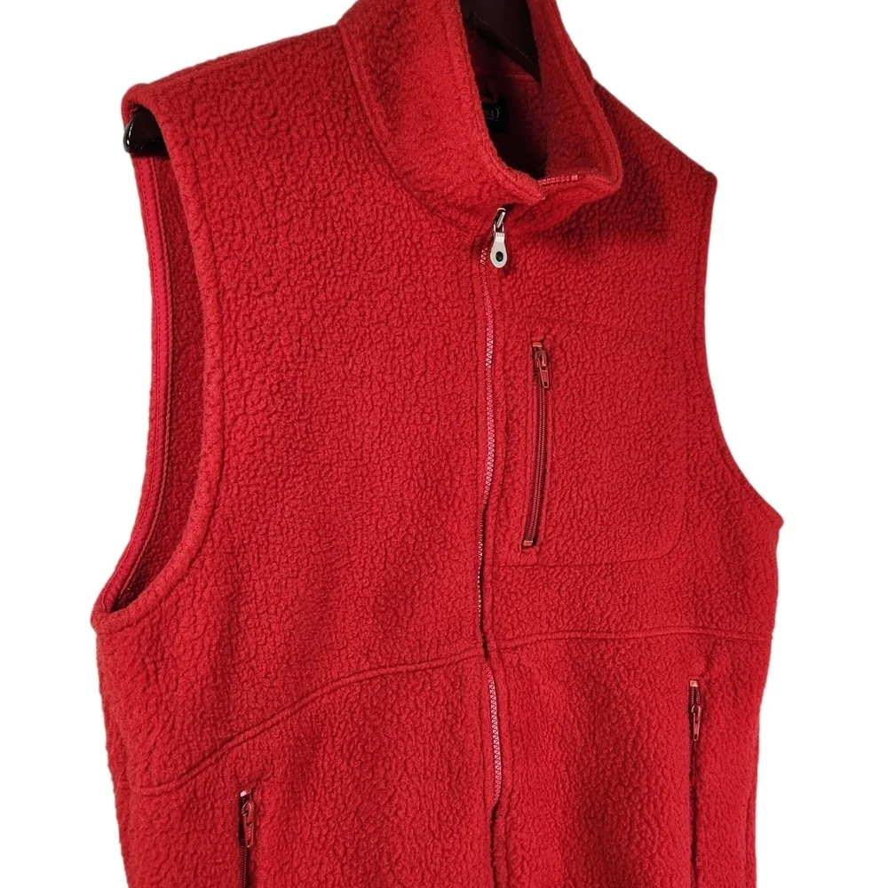Land's End Men's Vintage Sherpa Fleece Polartec Vest Red Medium 90s Classic